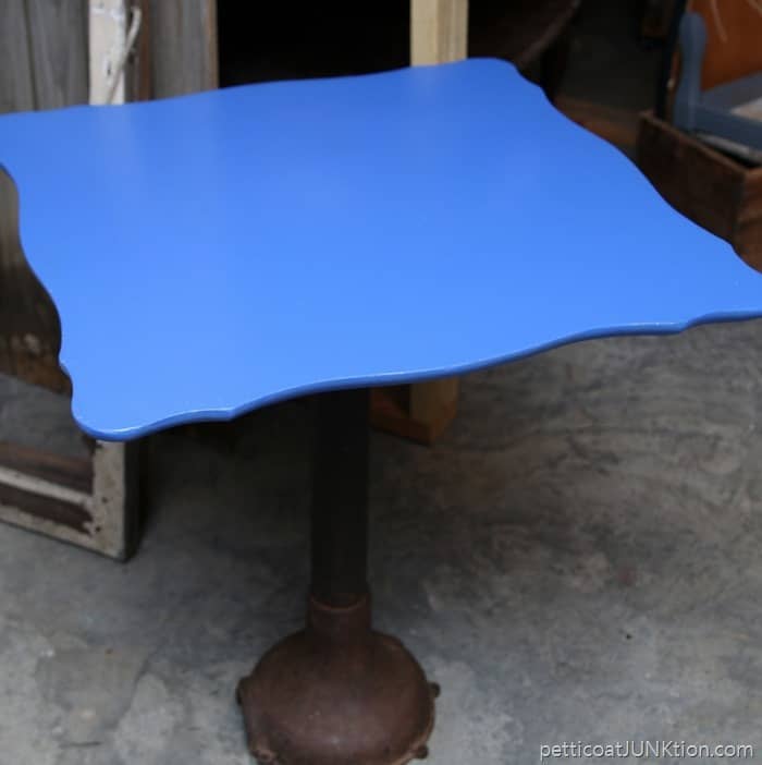 Paint Table Blue before adding bingo stencil