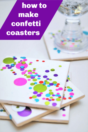 Make DIY Confetti Coasters For Parties Using White Tiles