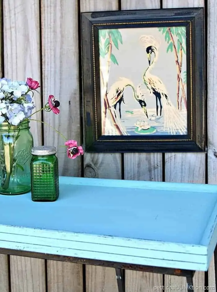 Black Dog Salvage Furniture Paint & The Table Project painted with pretty Roanoke Rain blue