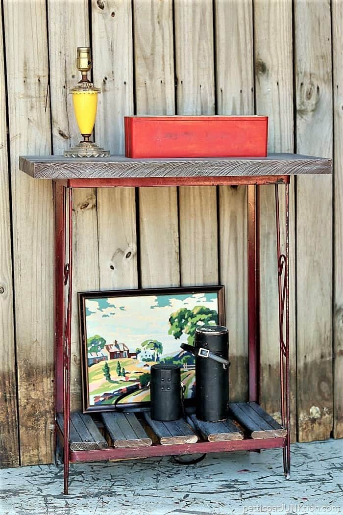 make a table using a recycled aquarium stand (2)