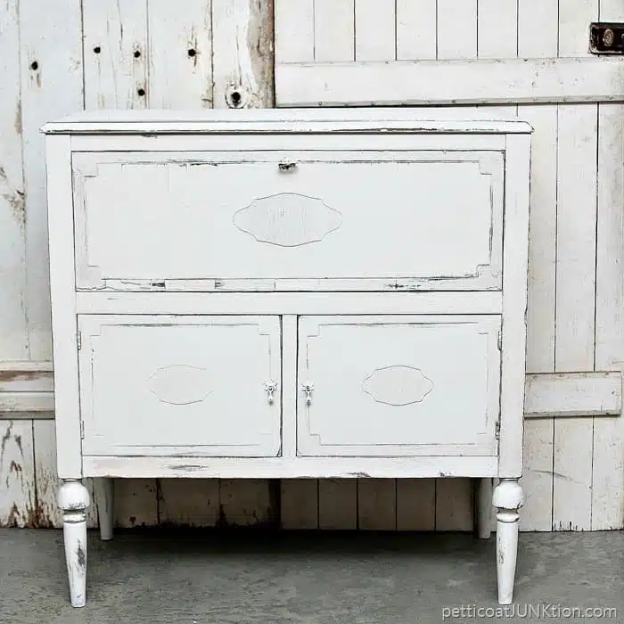 beverage cabinet upcycled furniture project painted white