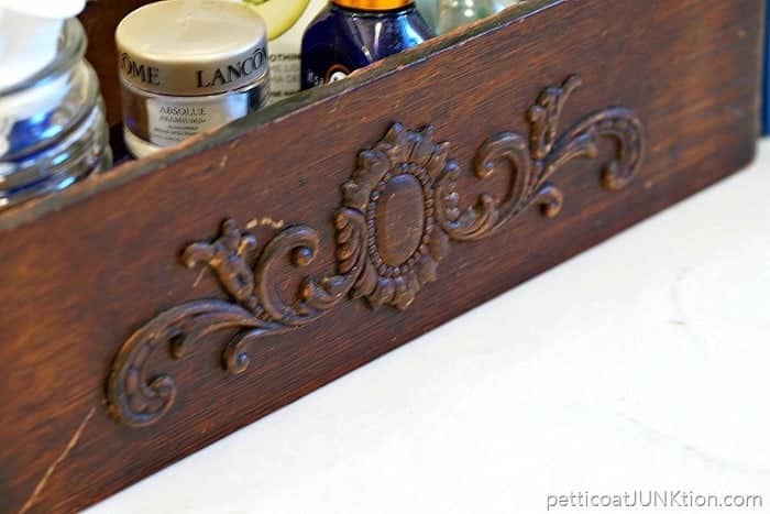 decorative wood sewing machine drawer for bathroom storage and organization