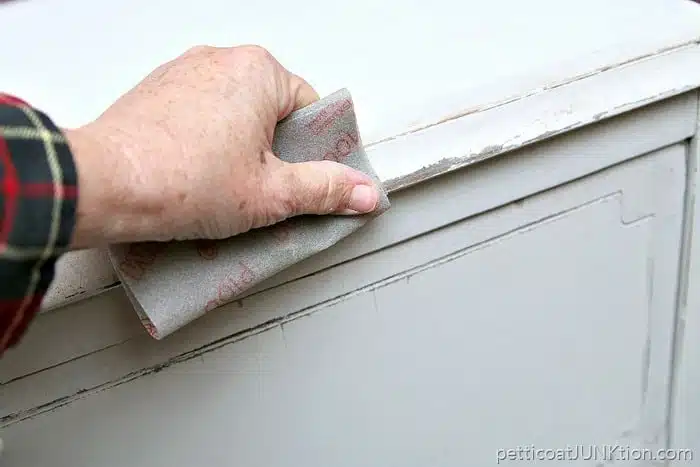 distressing paint with 3m flexible sandpaper