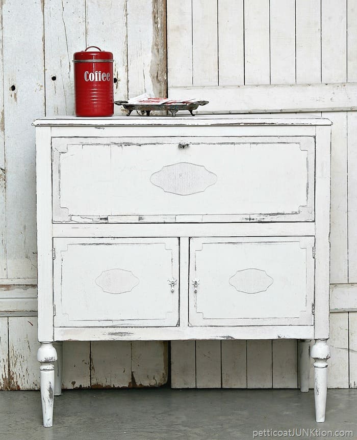 shabby chic white beverage cabinet 1