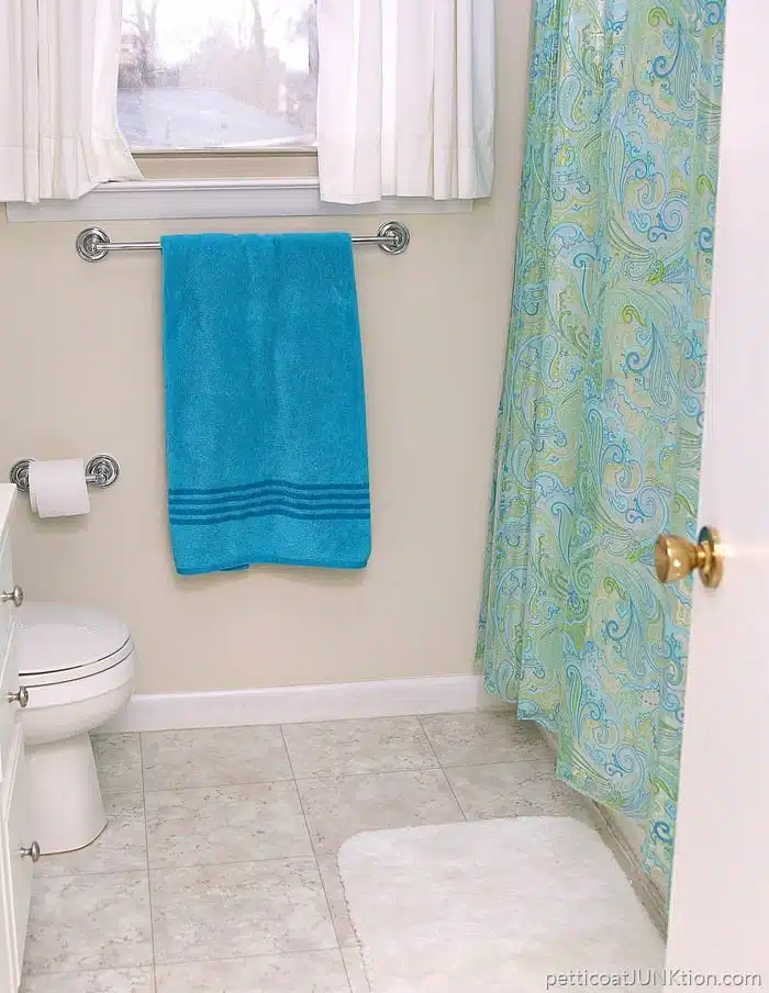 turquoise and green shower curtain