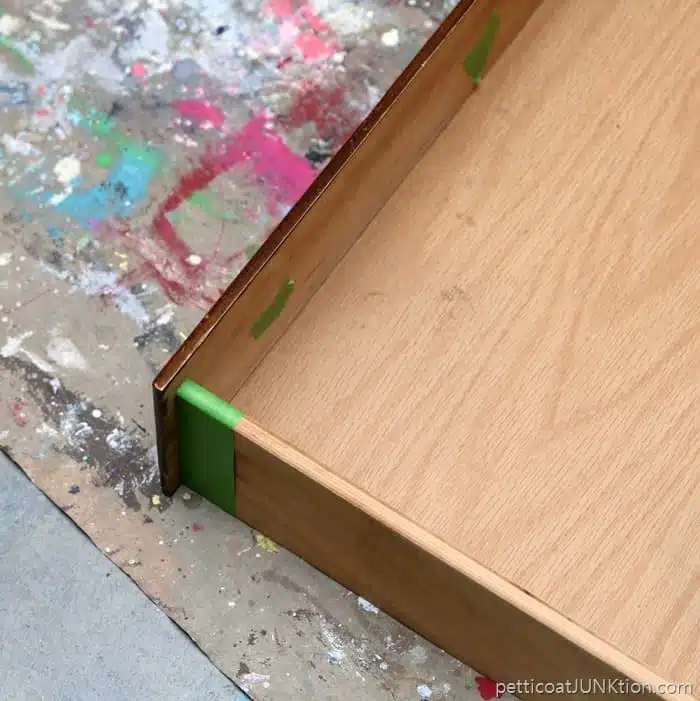 FrogTape to protect drawer sides and interior of drawer