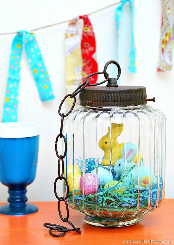 Easter Projects: Upcycling A Light Fixture, Mason Jars and a Terra Cotta Pot
