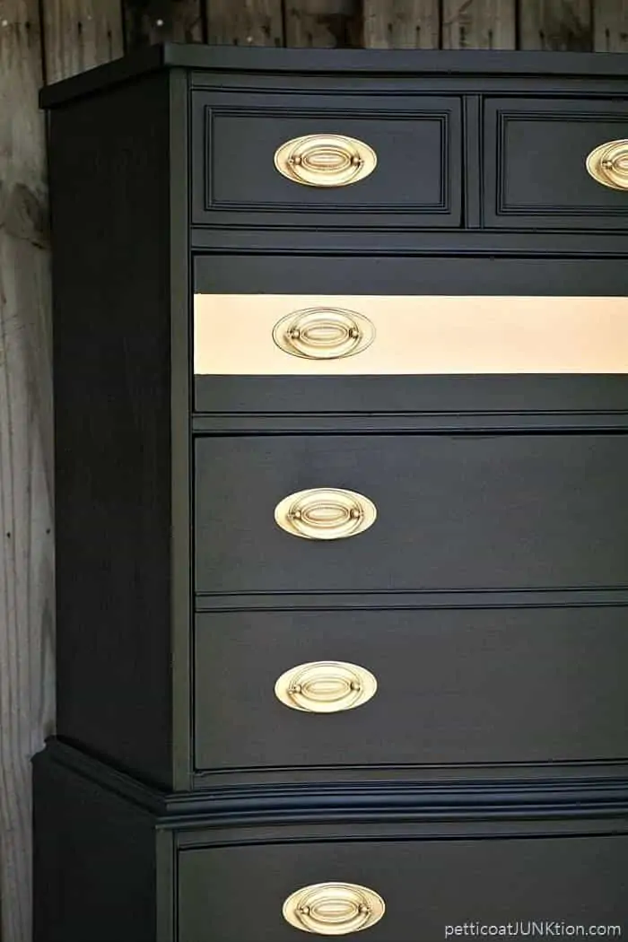 How to paint a metallic gold stripe on a chest of drawers or dresser