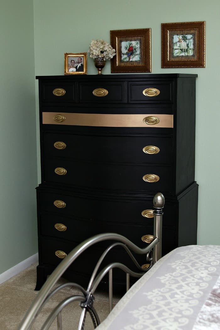 Metallic Gold Stripe Adds Drama To Bedroom Furniture