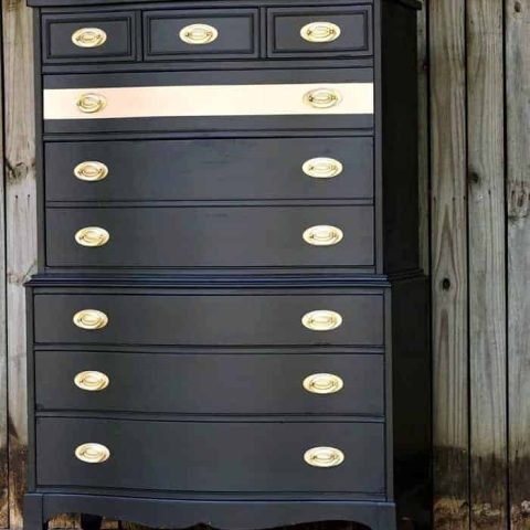 how to add glamour to furniture with a gold stripe