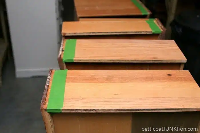 tape drawer sides for neat line