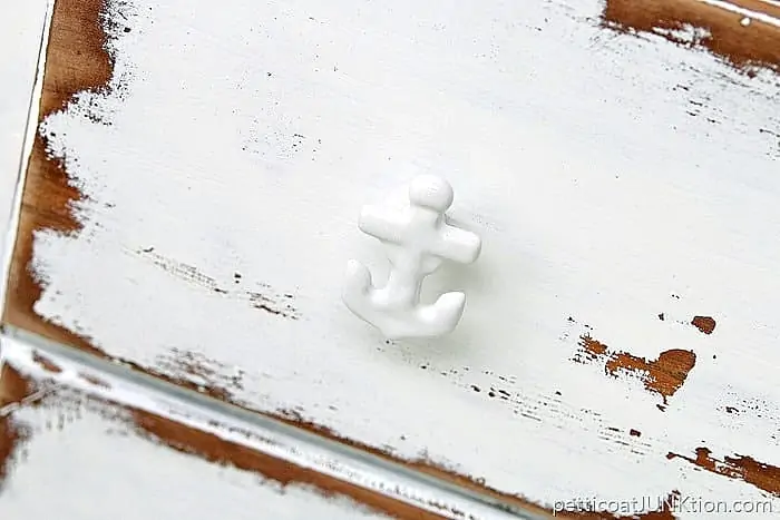 anchor furniture knob on white shabby chic furniture