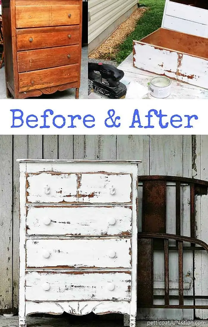 before and after distressed furniture