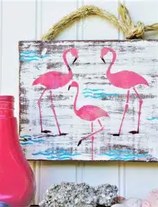Pink flamingos stenciled sign (2)