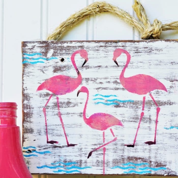stenciled flamingo sign