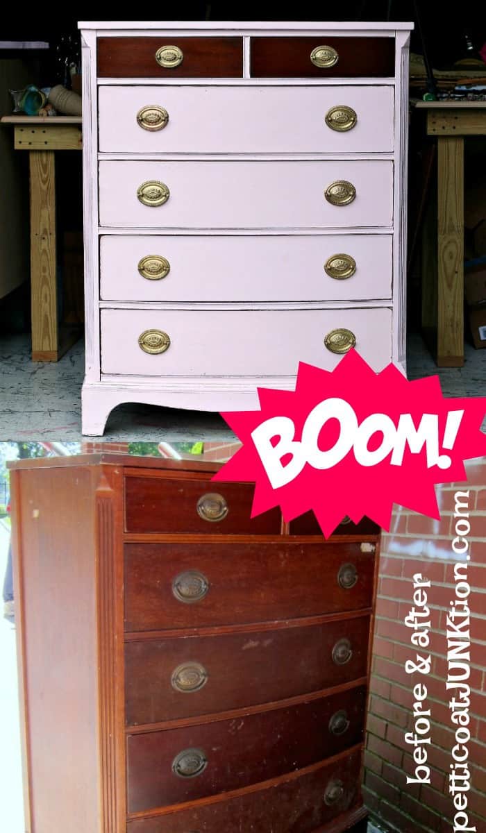 Two Tone Furniture project with paint and original wood finish by Petticoat Junktion