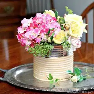 Upcycled Coffee can flower vase idea