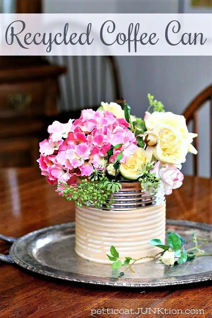 make a flower vase from a recycled coffee can