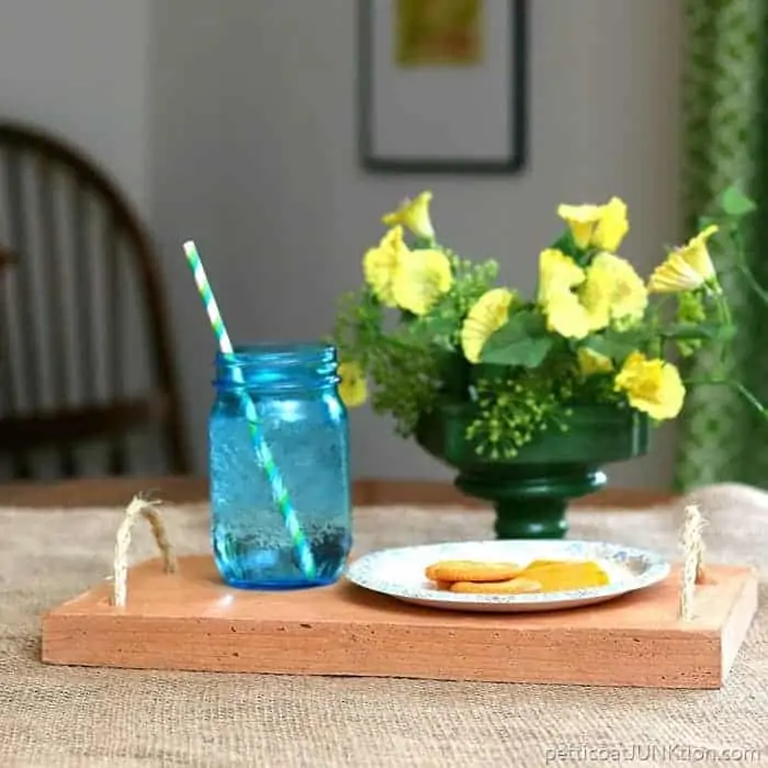 Terra Cotta Color Concrete Tray With Sisal Rope Handles