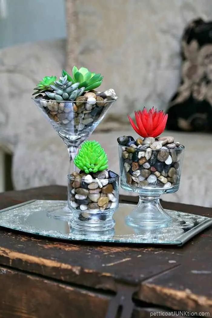 Thrift Store Decor: DIY Succulents Display Idea