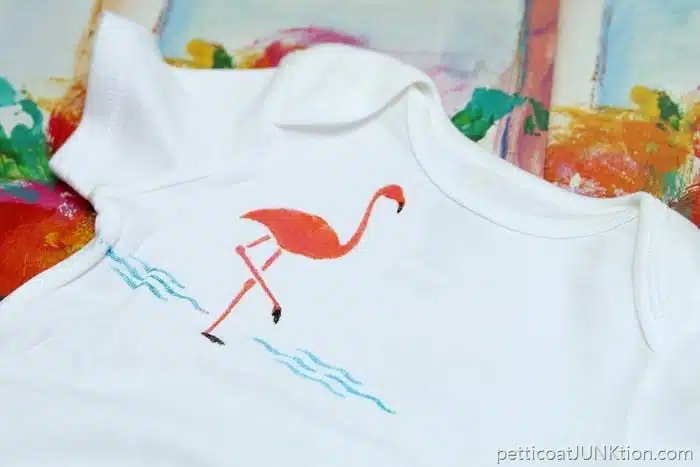 Pink Flamingo stenciled onesie baby gift