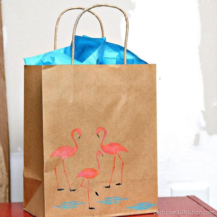 Stenciled Flamingo Gift Plus Stencil and Paint Giveaway from Petticoat Junktion