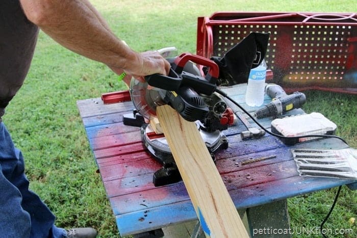 cutting wood with a miter saw