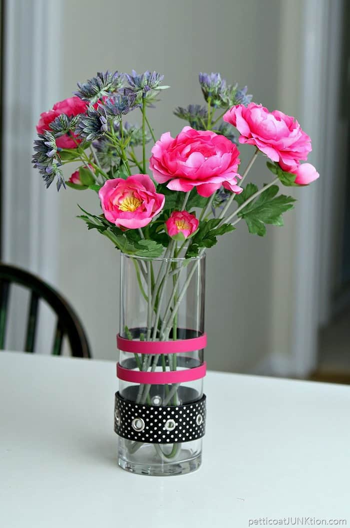 glass flower vase decorated 