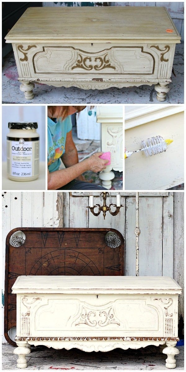 How To Age Painted Furniture Using A Bottle Brush And Sponge