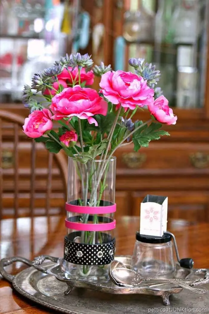 Glass Flower Vase Decorated With Belts
