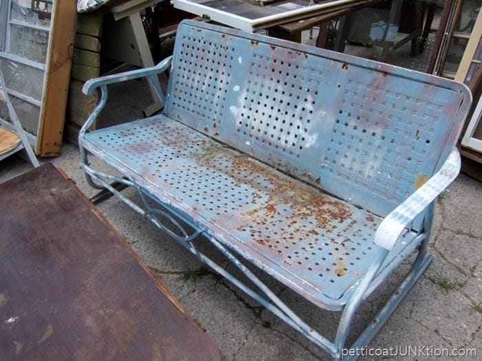 vintage glider found at junk shop is all rusty and needs paint