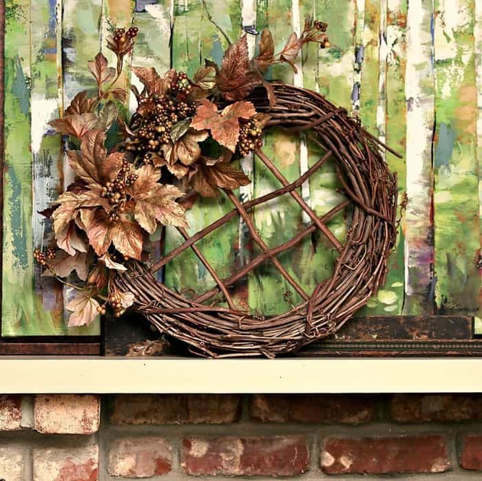 Grapevine Metallic Leaf Wreath easy craft project 