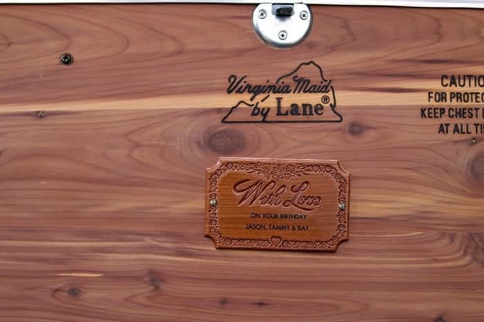 Lane Cedar Chest inscription