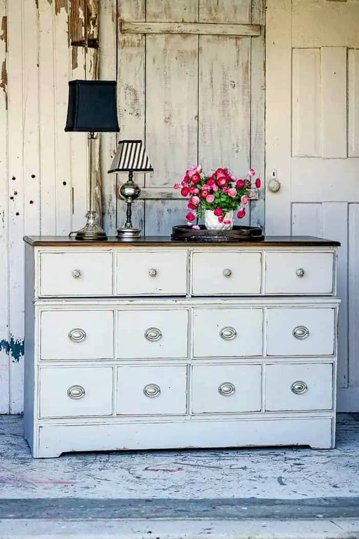 SOLD Pale Pink Shabby Distressed Chalk Painted Antique Dresser