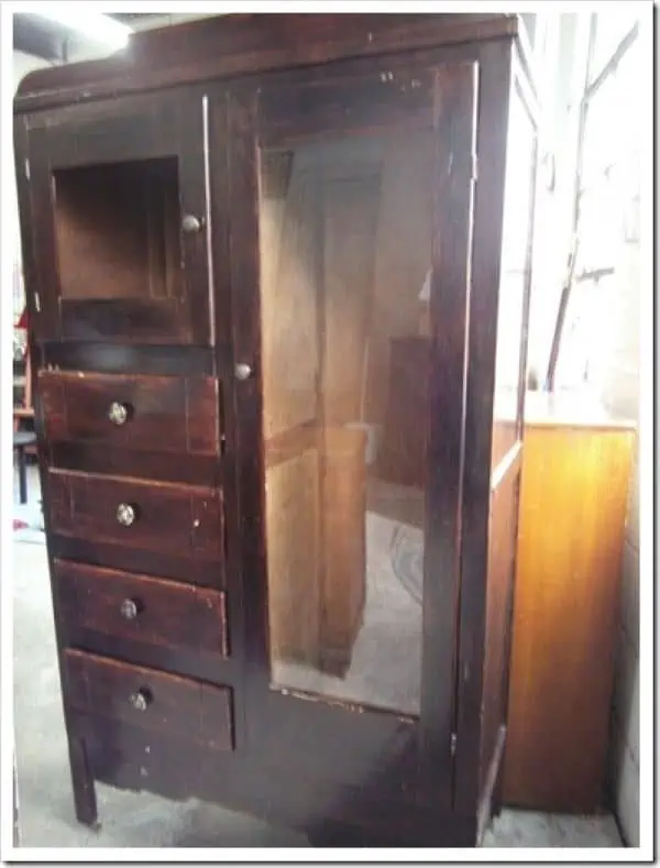 old wood wardrobe before painting