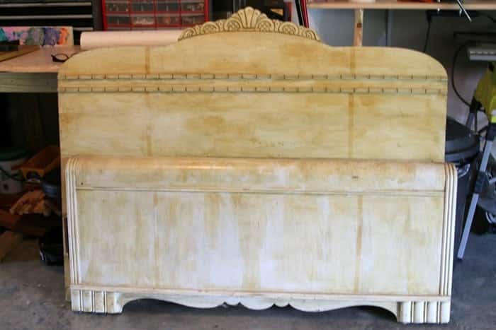 vintage bed with headboard and foot board