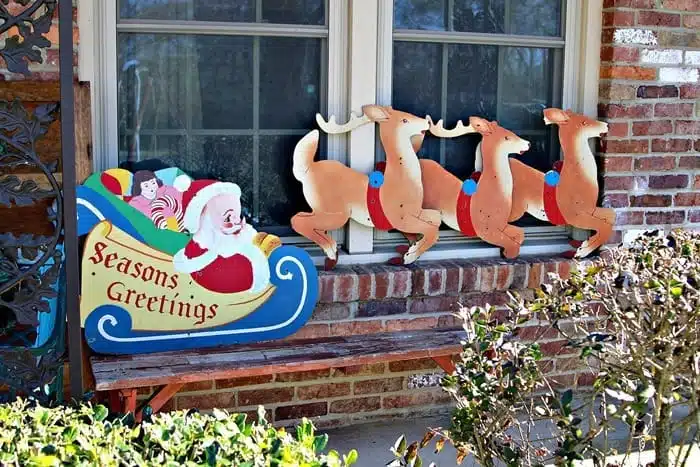 Santa and his sled decor found at the Nashville Flea Market