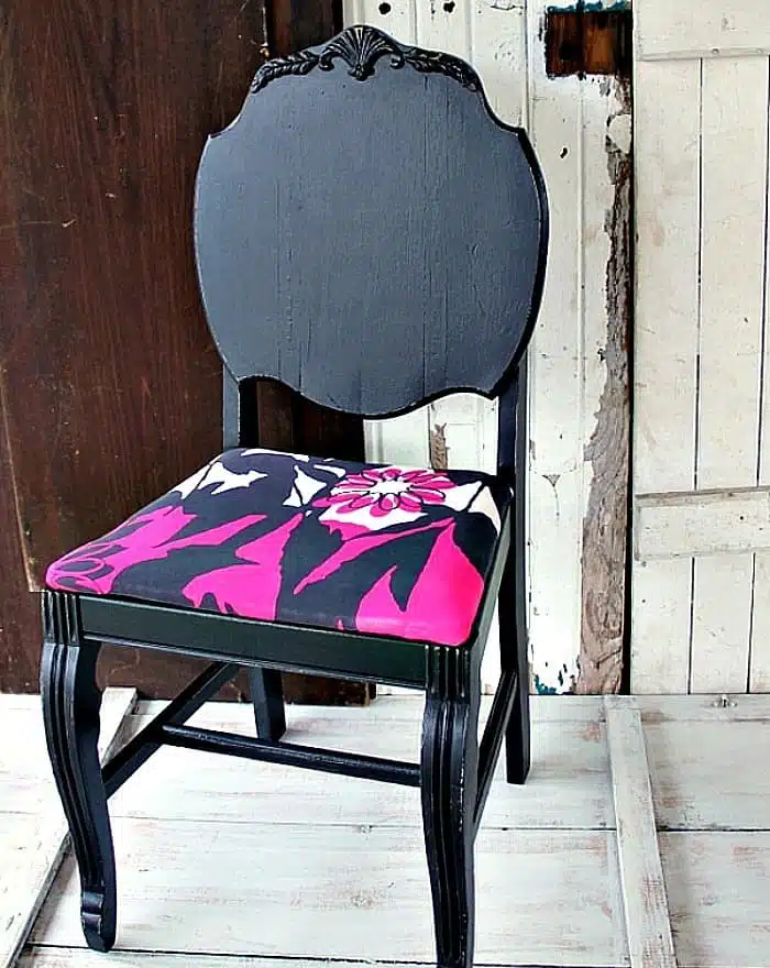 black chair seat covered with recycled shirt
