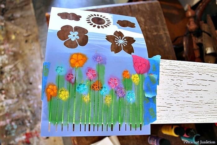 blooming flowers stencil