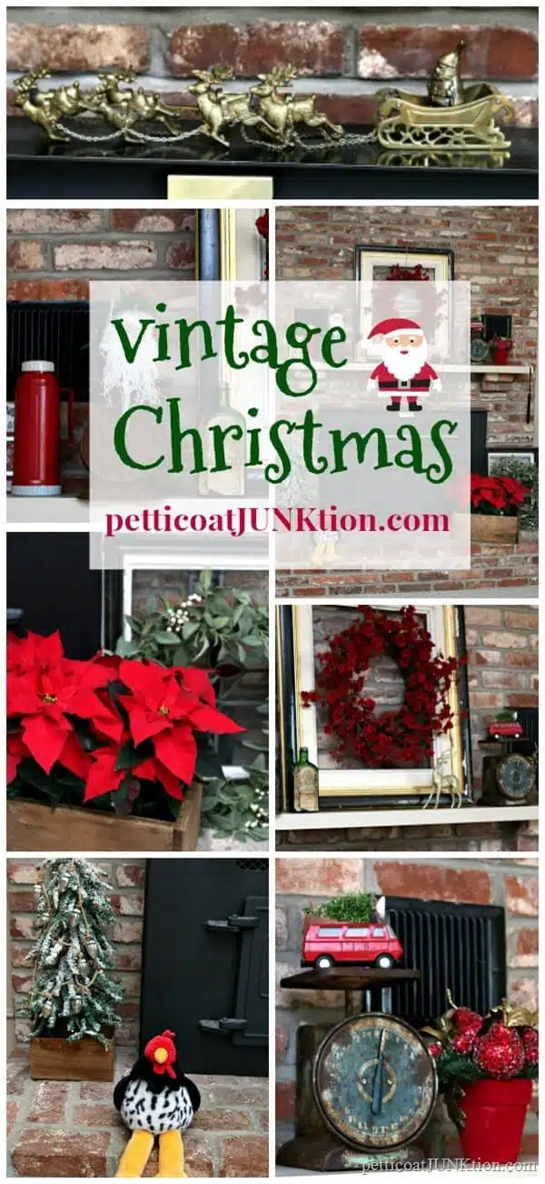 vintage decor for the Christmas mantel