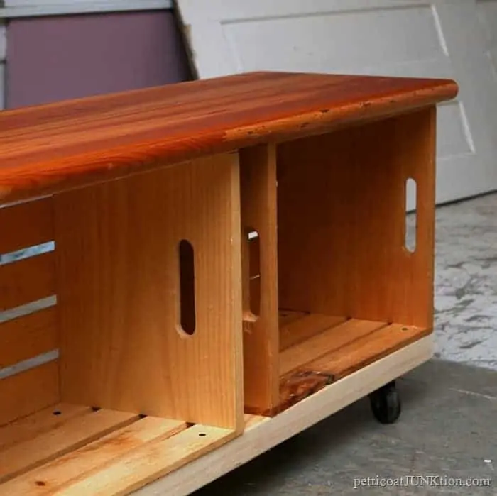 Wood Crate Bench On Wheels 
