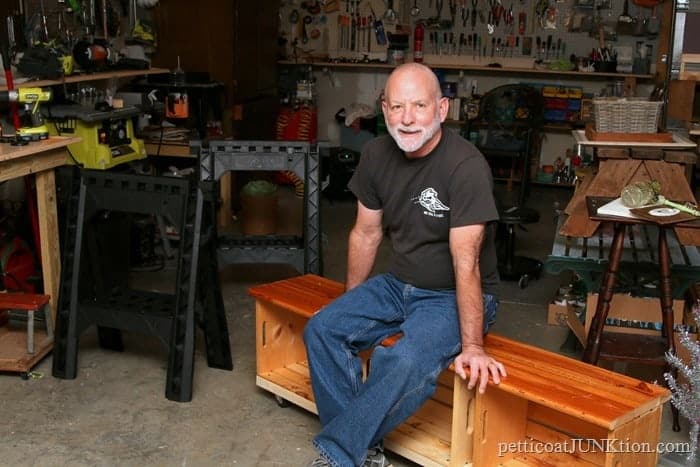 crate bench project hubby and I worked on together