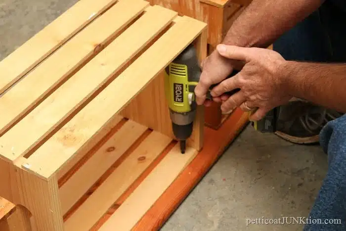 screwing crates to bench top