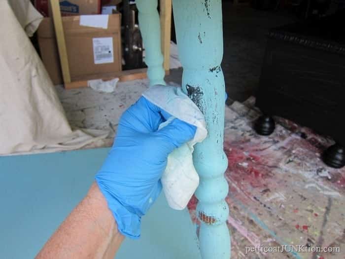 distressing furniture using baby wipes