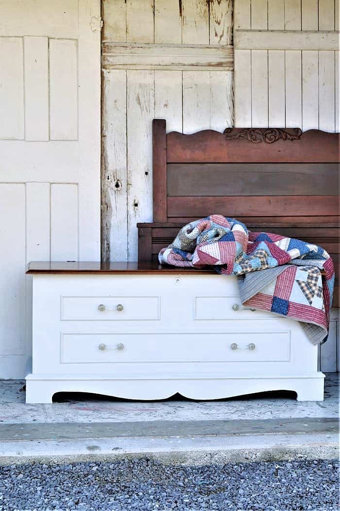 Change The Look Of A Cedar Chest With Paint And Drawer Pulls