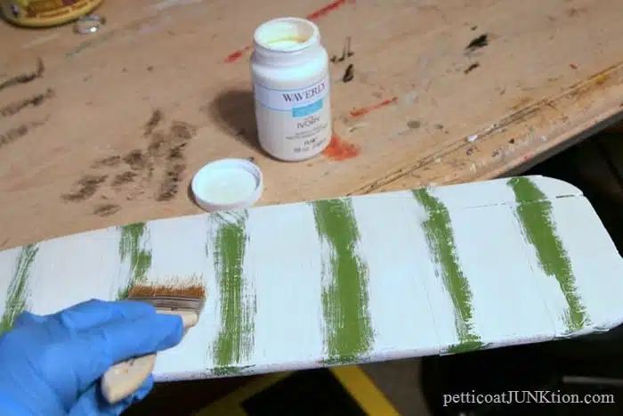 painting stripes using Waverly white paint p
