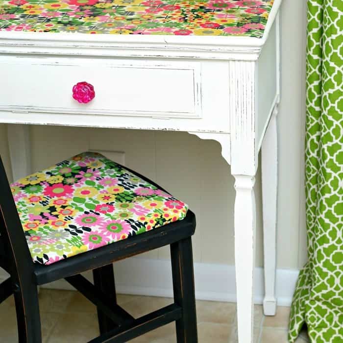 Instant Makeover: How to Mod Podge Fabric on Wood Furniture