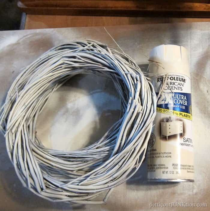 Spray paint a willow wreath with Rustoleum heirloom satin