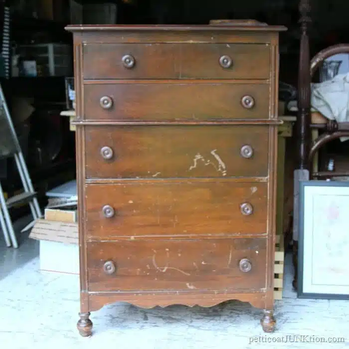 vintage wood chest of drawers needs a makeover