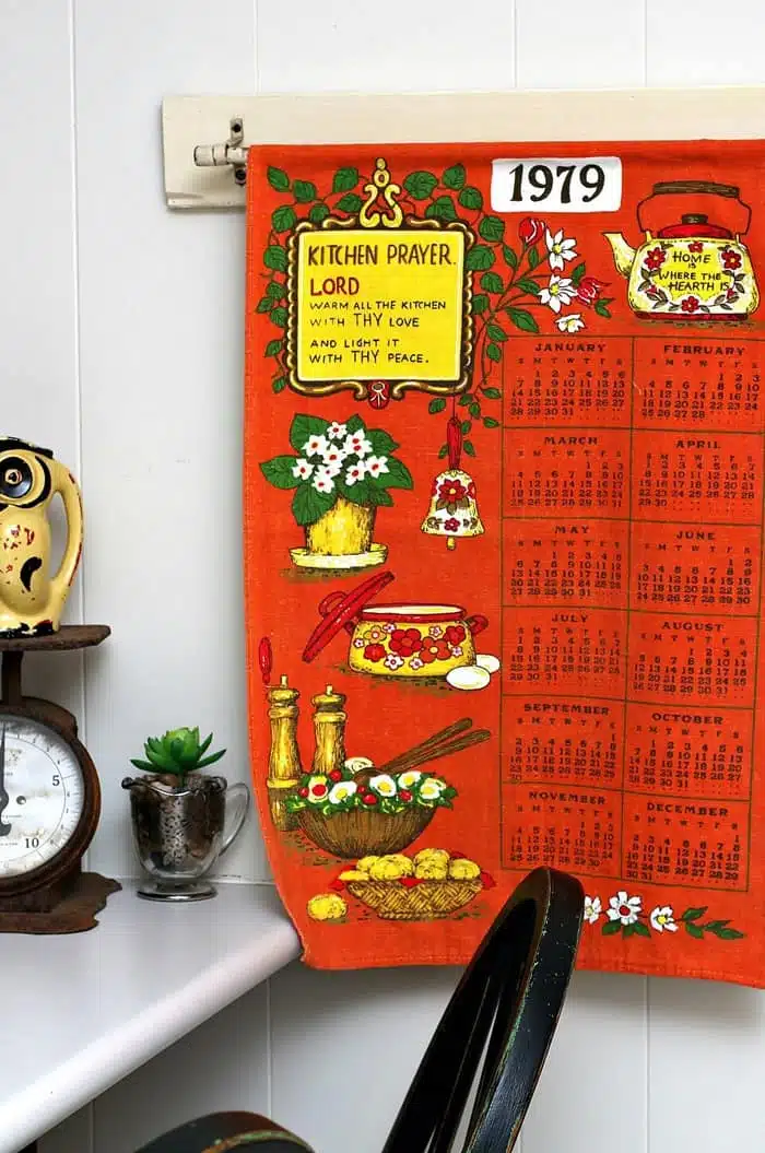 A Vintage Towel Calendar makes a great wall hanging